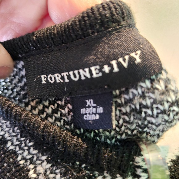 Fortune + Ivy Womens XL Black White Buffalo Plaid Cardigan Duster Shacket - Picture 8 of 8